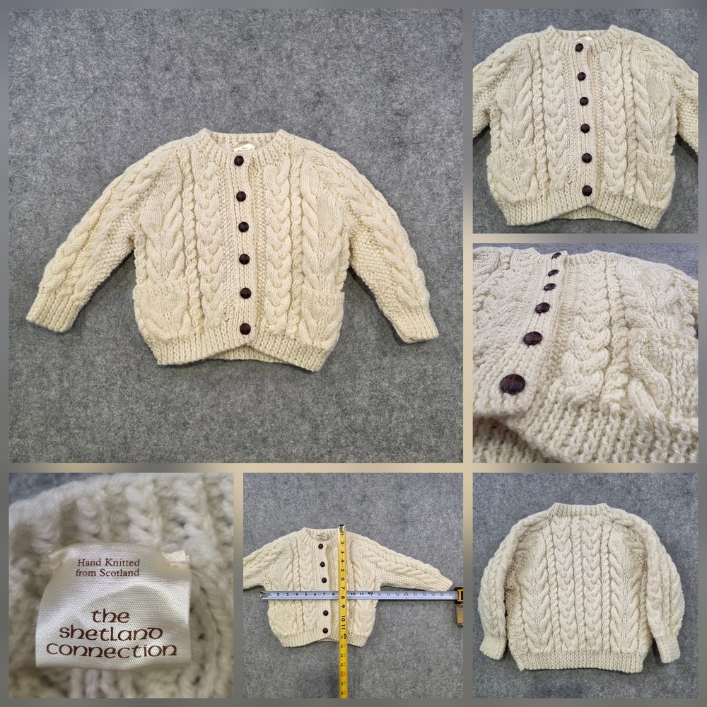 The Shetland Connection Sweater Girls 2T? White CableKnit Cardigan Scotland